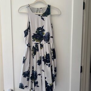 Free People Light Blue Dress with Navy and Olive Floral Print